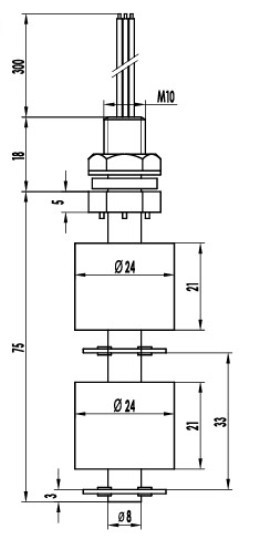 塑料浮球開關MR1075-2P結構圖